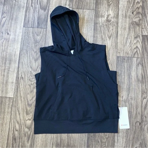 French Terry Sleeveless Lululemon Hoodie Black - Picture 2 of 3